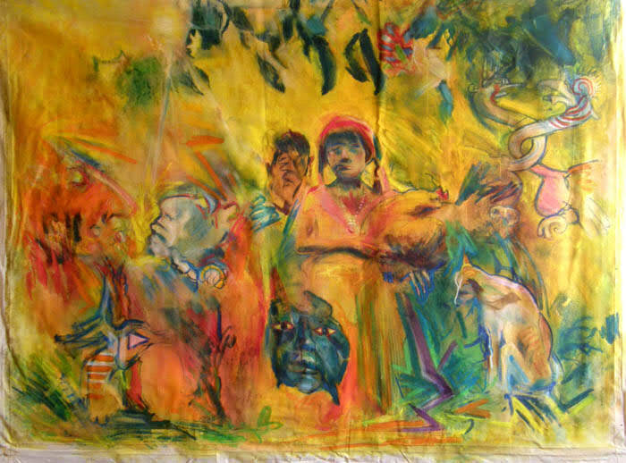 Samer4 - ink and pastels on canvas 40" x 30" $1500
